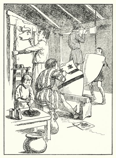 Merrie England: Kilpien ja päällystakien maalaaminen (litografia). tekijältä Alfred (after) Pearse