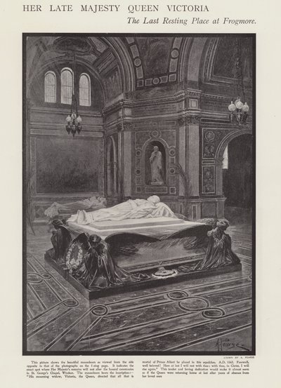 Kuningatar Victorian viimeinen lepopaikka Frogmoressa (litho) tekijältä Alfred (after) Pearse