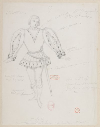 Halévy - La magicienne - Alfred Albertin pukumallit - 17 (Réné), M. Gueymard, 3. puku, 3. ja 4. näytökset tekijältä Alfred Albert