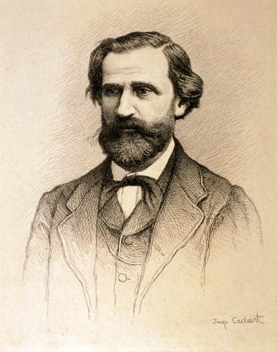 Muotokuva Giuseppe Fortunino Francesco Verdistä (etsaus) tekijältä Alfred Cadart