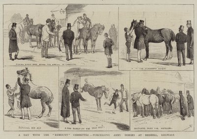 Päivä Remount-komitean kanssa, ostamassa armeijahevosia Redhillistä, Edgwaresta tekijältä Alfred Chantrey Corbould