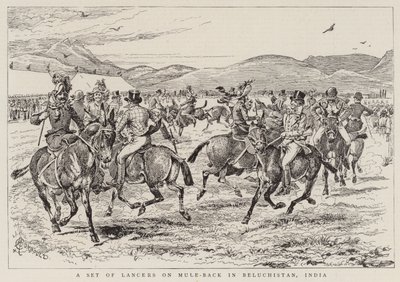 Sarja lansseja Mule-Backissa Beluchistanissa, Intiassa tekijältä Alfred Chantrey Corbould