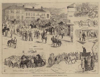 Jottings Horncastle Horse Fair -messuilla tekijältä Alfred Chantrey Corbould