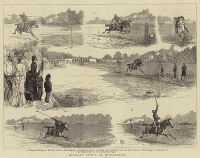 Sotilasurheilu Hurlinghamissa (kaiverrus) tekijältä Alfred Chantrey Corbould