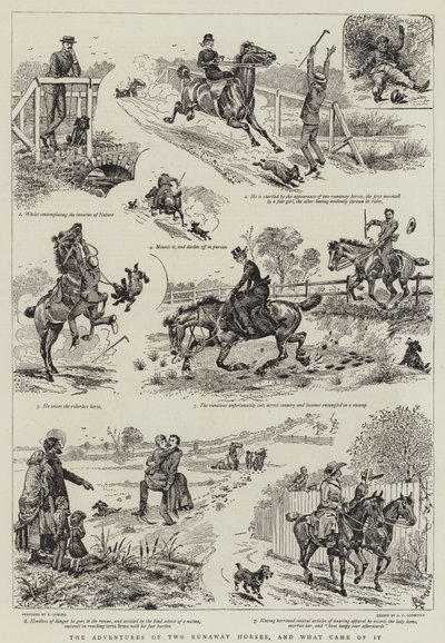 Kahden paenneen hevosen seikkailut ja mitä siitä tuli tekijältä Alfred Chantrey Corbould