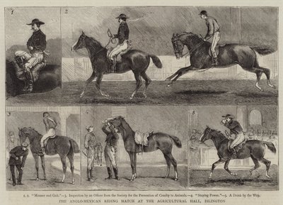 Anglo-meksikolainen ratsastusottelu Islingtonin maataloushallissa tekijältä Alfred Chantrey Corbould