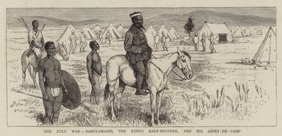 Zulusota, Dabulamanzi, kuninkaan velipuoli, ja hänen apulaisensa ja leiriavustajansa tekijältä Alfred Chantrey Corbould