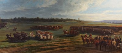 Itävallan Napoleon III:n ja Francois Joseph I:n katsaus Longchamp-kaartin ratsuväkidivisioonaan, 25. lokakuuta 1867 tekijältä Alfred Charles Ferdinand Decaen