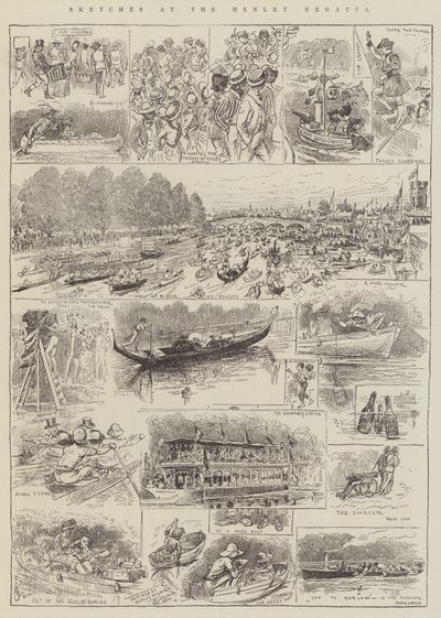Luonnokset Henley Regatta -tapahtumassa tekijältä Alfred Courbould