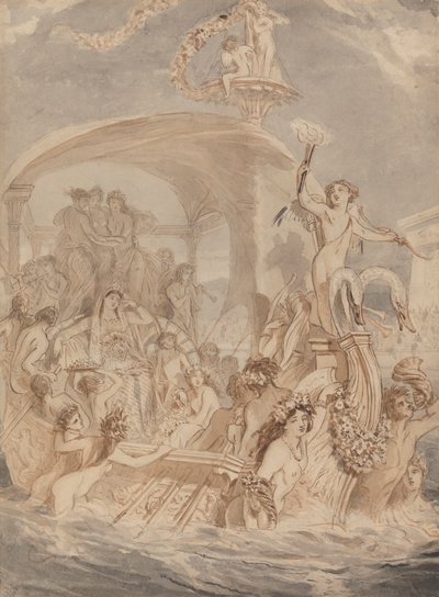 Kleopatra Cydnuksella tapaamaan Antonia tekijältä Alfred Edward Chalon