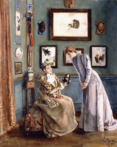 Naiset japanilaisella nukkella, 1894 tekijältä Alfred Emile Stevens