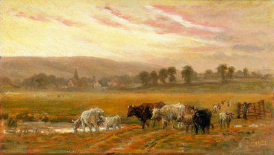 Auringonlasku lähellä Amberleytä (öljy kankaalle) tekijältä Alfred Fitzwalter Grace