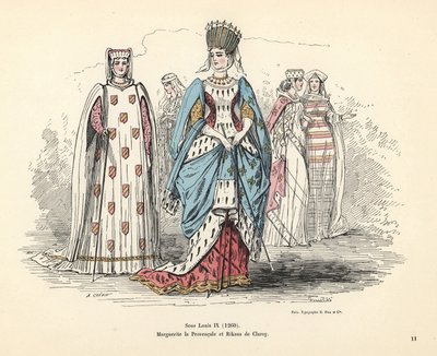 Margaret of Provencen ja Rikaus of Claroyn puvut. tekijältä Alfred Grevin