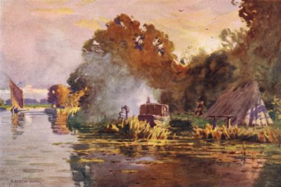 Ankeriaskalastaja Buressa, Norfolk tekijältä Alfred Heaton Cooper