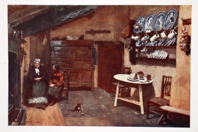 Vanha majatalokeittiö, Coniston, alkuperäisten vesivärien tulosteportfoliosta, n. 1920 tekijältä Alfred Heaton Cooper