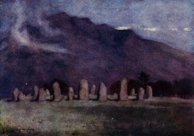 Castlerigg Stone Circle, Cumbria (väri litho) tekijältä Alfred Heaton Cooper