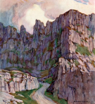 Cheddar Gorge (väri litho) tekijältä Alfred Heaton Cooper