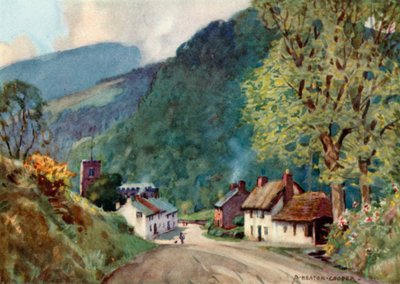 Crowcombe, Quantocksissa (väri litho) tekijältä Alfred Heaton Cooper