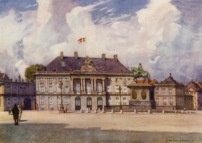Tanska: Kööpenhamina, Amalienborgin palatsi (väri litho) tekijältä Alfred Heaton Cooper