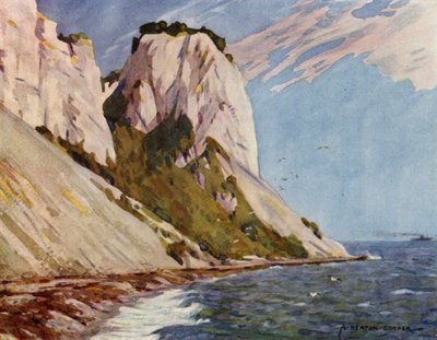 Tanska: Isle of Moen, Moens Klint (väri litho) tekijältä Alfred Heaton Cooper