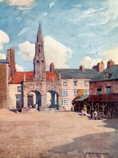 Market Cross, Shepton Mallet (väri litho) tekijältä Alfred Heaton Cooper