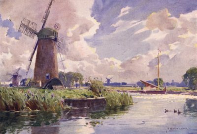 Tuulimyllyt Thurnessa, Norfolkissa tekijältä Alfred Heaton Cooper