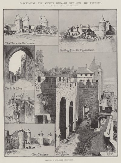 Carcassonne, muinainen Bulwark City lähellä Pyreneitä tekijältä Alfred Hugh Fisher