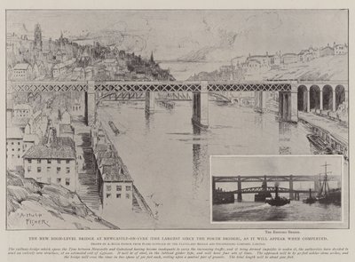 Newcastle-on-Tynen uusi korkean tason silta (suurin sitten Forth Bridgen), sellaisena kuin se näyttää valmistuessaan tekijältä Alfred Hugh Fisher