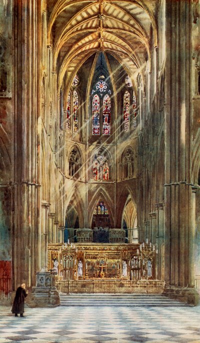 Kruunajaiset: Westminster Abbey (värilitografia). tekijältä Alfred Hugh Fisher