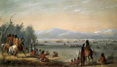Intiaanikylä. Alfred Jacob Millerin (1810-1874) teos tekijältä Alfred Jacob Miller