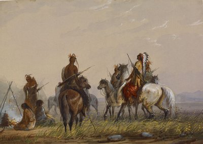 Retki villihevosten pyydystämiseksi – Sioux tekijältä Alfred Jacob Miller