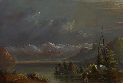 Järvimaisema – Kalliovuoret tekijältä Alfred Jacob Miller
