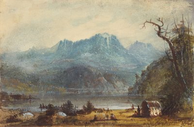 Lake Scene, Wild River Mountains, n. 1837 (akvarelli paperille) tekijältä Alfred Jacob Miller