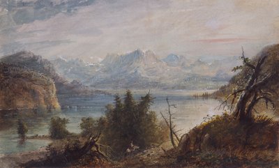 Lake, Wind River Chain of Mountains, n.1837 (akvarelli paperille) tekijältä Alfred Jacob Miller