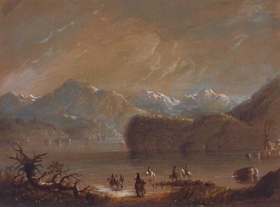 Lake, Wind River Mountains, n. 1837 (akvarelli paperille) tekijältä Alfred Jacob Miller