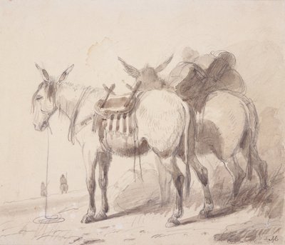 Mule Equipment, n. 1837 (kynä ja pesu paperille) tekijältä Alfred Jacob Miller