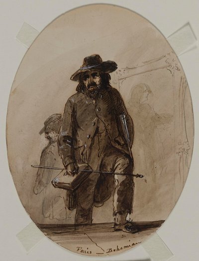 Paris, boheemi, aloitteleva Scheffer tai Delacroix tekijältä Alfred Jacob Miller