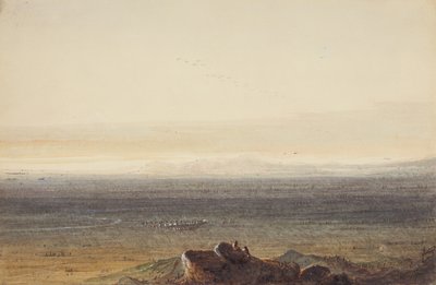 Prairie, n. 1837 (kynä, akvarelli ja guassi paperille) tekijältä Alfred Jacob Miller