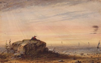 Meren rannikko, n. 1837 (akvarelli paperille) tekijältä Alfred Jacob Miller