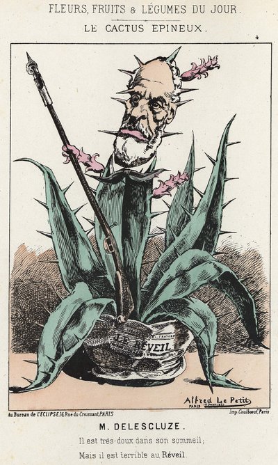 Le Cactus Spineux: Sarjakuva Louis Charles Delescluzesta (1809 - 1871) - ill. 16.1.1871 alkaen "Päivän kukat, hedelmät ja vihannekset" tekijältä Alfred Le Petit