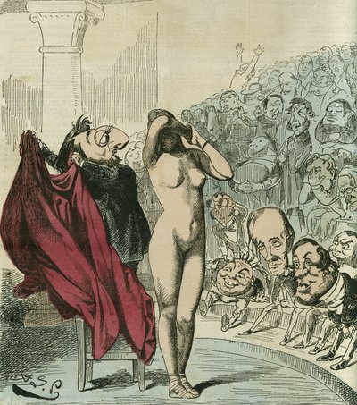 Uusi phryne, Geromen maalauksen mukaan, Phryne olisi paljastettu Republique. A. Le petitin teoksessa L