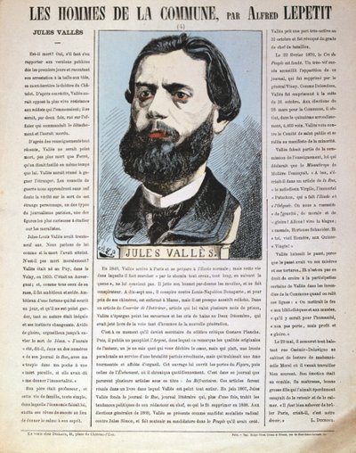 Jules Valles, ranskalainen toimittaja, kirjailija ja Pariisin kommuunin jäsen, 1871 tekijältä Alfred Lepetit