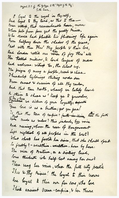 Alkuperäinen käsikirjoitus Epilogue to the Idylls of the King, c1872. tekijältä Alfred Lord Tennyson