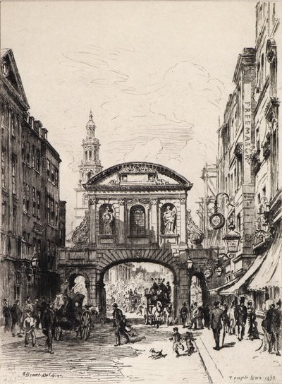 Temple Bar (etsaus) tekijältä Alfred Louis Brunet Debaines
