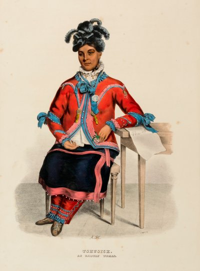 TSHUSICK. AN OJIBWAY WOMAN., kirjasta History of the Indian Tribes of North America. tekijältä Alfred M. Hoffy