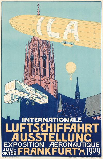 Mainosjuliste Frankfurtin kansainvälistä ilmapallonäyttelyä varten vuonna 1909. tekijältä Alfred Nathaniel Oppenheim