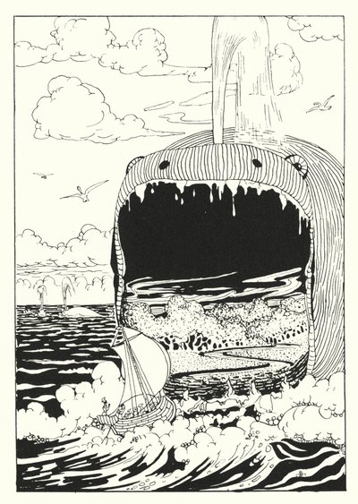 Lucianuksen A True History: The Ship Swallowed by the Whale (kaiverrus). tekijältä Alfred Payne Garnett