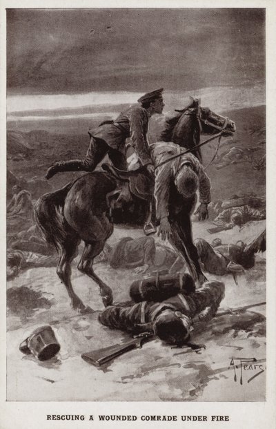 Haavoittuneen toverin pelastaminen tulipalossa, ensimmäinen maailmansota tekijältä Alfred Pearse