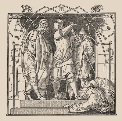 Die Nibelungen. Kuinka he heittivät kuolleet ulos salista, 1840-1841. tekijältä Alfred Rethel