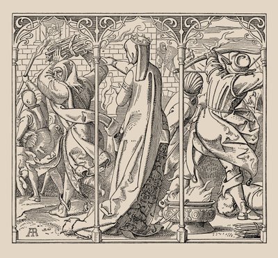 Die Nibelungen. Kuinka kuningatar antoi käskyn polttaa käytävä, 1840-1841. tekijältä Alfred Rethel